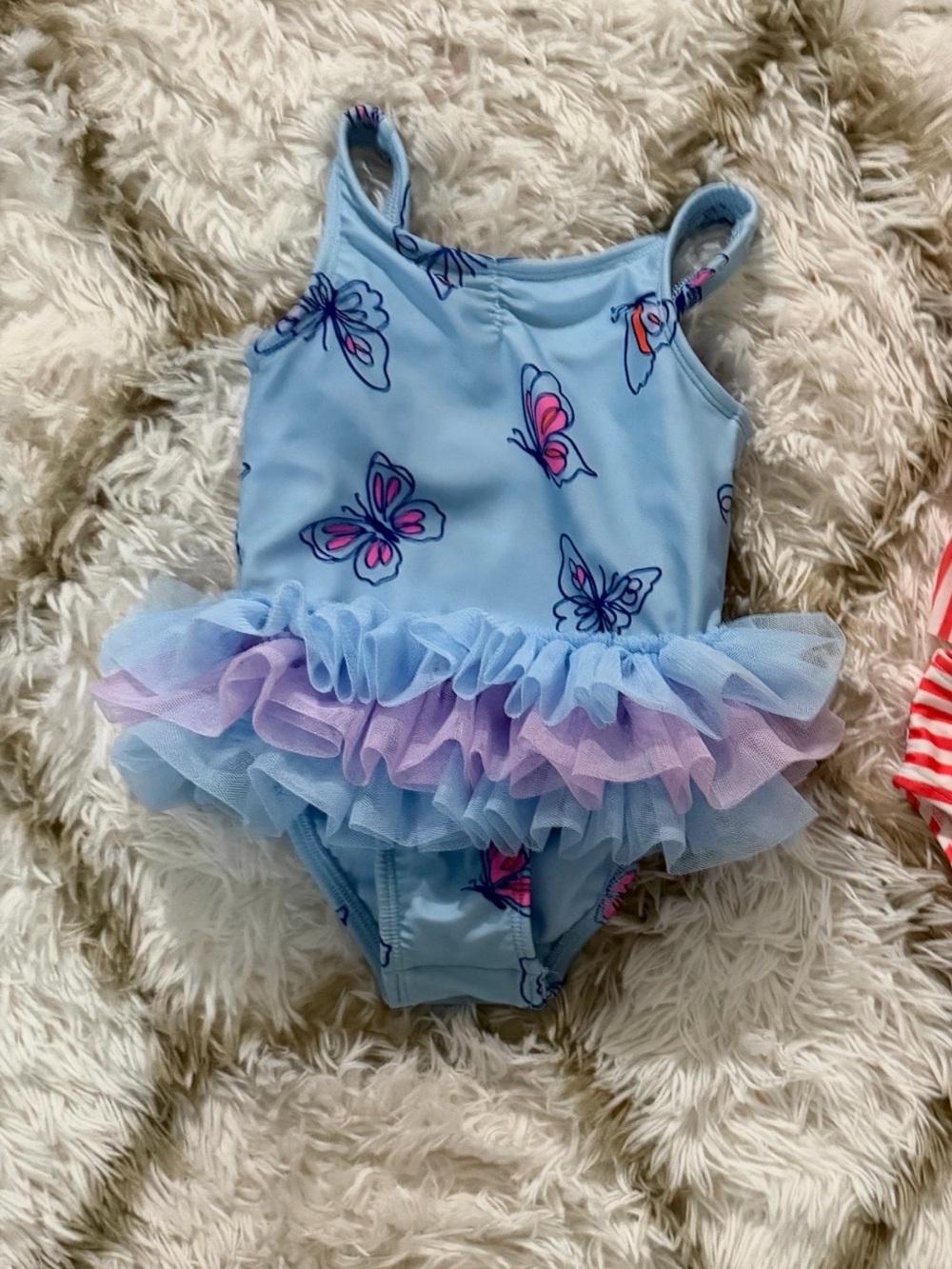 Blue Butterfly Ruffled Tutu One-Piece Swimsuit